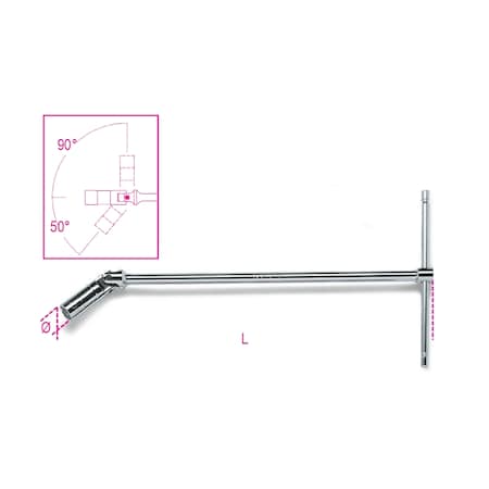 Beta 959 T-Handle Spark Plug Wrench, Swivel Socket, 16mm, 5/8 in 009590010